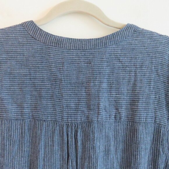 RAILS Juliette Salem Stripe Blue Linen Blend Tunic Mini Ruffle Dress - Size M - Picture 11 of 16